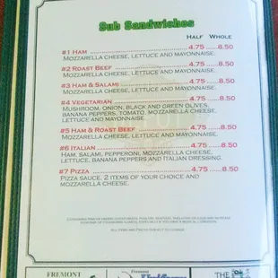 menu