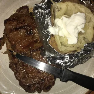 Saturday Steak Night! Ribeye, baked potato and salad $13