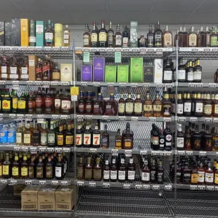 shelves of liquor in a store