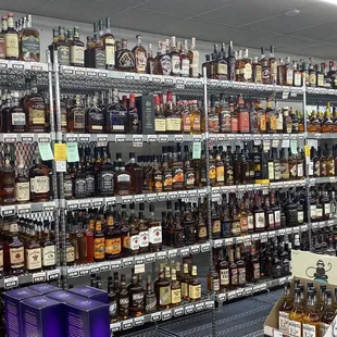 shelves of liquor in a store