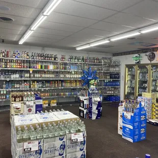 a variety of bottles of alcohol