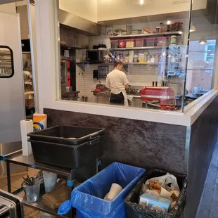 a man in a commercial kitchen