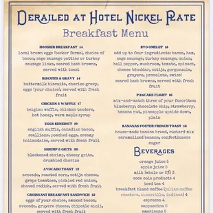 Breakfast menu July 2024