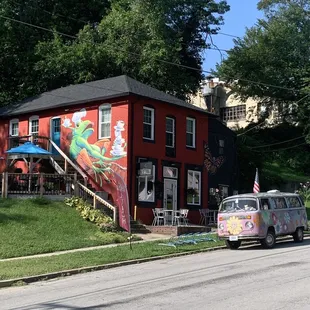 a van parked on the side of the road