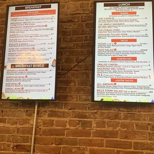 Menus, breakfast &amp; lunch