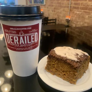 Pumpkin coffee cake &amp; latte