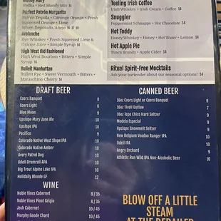 Drink menu