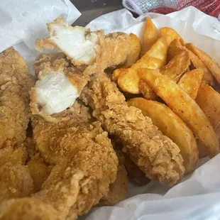 Chicken tenders and potato wedges
