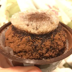 The frozen freezer burned "Tiramisu" they sent home in our carry out order. Yeah, all that nasty crap on the top. How old is this thing???