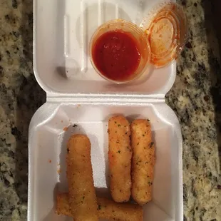 I couldn't wait, here we're about 10 cheese sticks to the order.