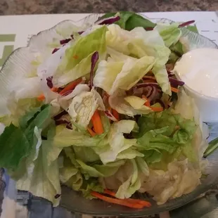 Side salad - green, crisp and extraordinarily  fresh