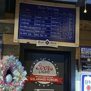 Craft beer menu