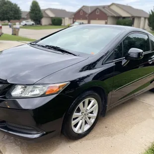 Black Honda, polish, pint correction, auto detailer, wheels, tires, derby ks, Derby Detaling,  316-794-6359