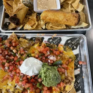 Nachos &amp; chicken egg rolls