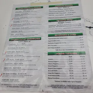 menu