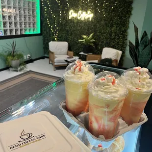 To-Go Order of Mango smoothie drinks