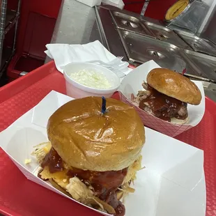 Pulled Pork Mac &amp; Cheese Sandwiches &amp; Coleslaw