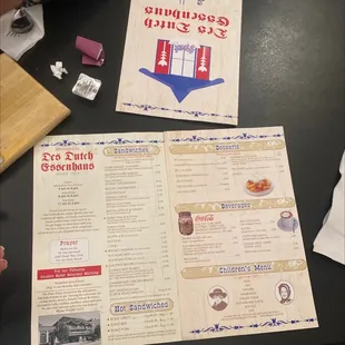 a menu for a restaurant