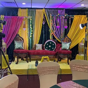 a stage set up for a party