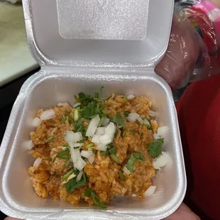 Rice with onions and cilantro
