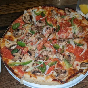Everything pizza, no olives or anchovies