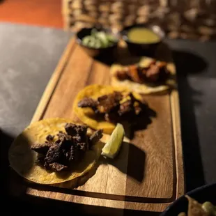 Happy hour street tacos (skip the chicken)