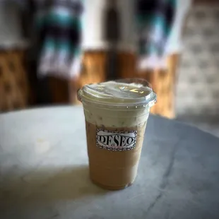 Honey jasmine latte w/ pistachio cold foam