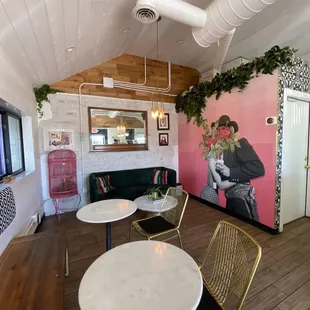 Seating area with wall art
