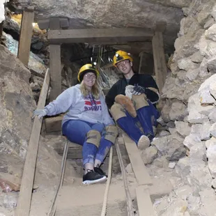 Donovan and Gracie at the 130' level on the way going down to 600'.  This is a working 150 year old silver mine tour.