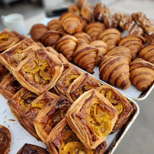 a variety of pastries on display