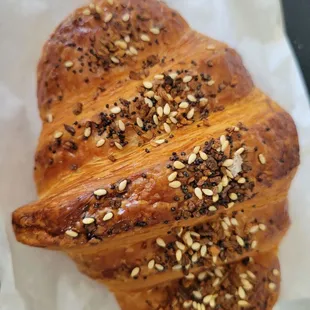 Everything croissant with scallion cream cheese filling