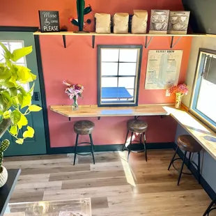 a view of the kitchen from the loft