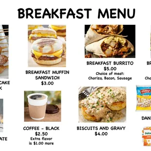 breakfast menu