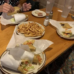 Taco burgers and french fries