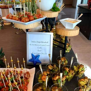 Grandma's recipe Italian meatballs and spicy shrimp cups!