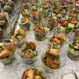 Blackened Cajun shrimp with cucumber, avocado, lime and cilantro