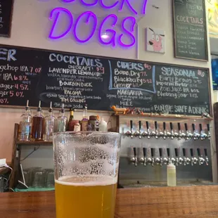 Desert dogs, fun upstairs brewery, bartender is real and beer is great