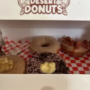 Maple, The Beast (bacon), Strawberries/cookie cream and Apple