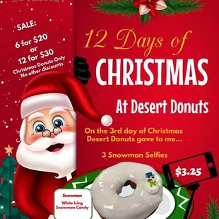 a santa claus holding a donut