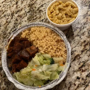 Jerk BBQ Tofu and Vegan Mac and Cheese