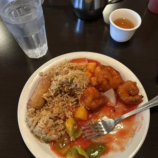 Half eaten sweet and sour shrimp lunch.  Could not wait to eat.  Sorry friends.  It&apos;s delicious!