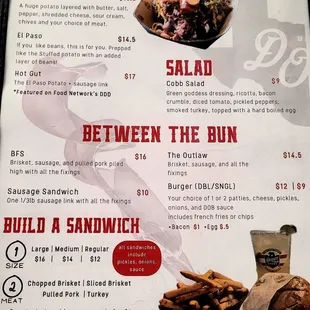 the menu for the restaurant