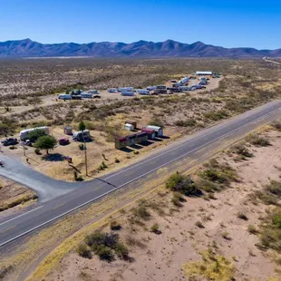 Aerial view of the Desert Oasis RV Park and Campground