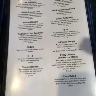 Menu. Reuben is great. Fries need to be ordered crispy as otherwise too soft.