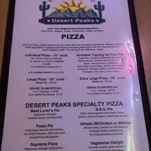 Specialty pizza's