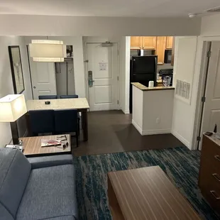 Kitchenette and living room in 1-room suite