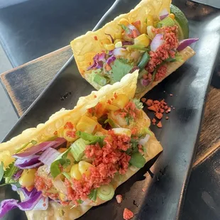 Southwest Shrimp Poke Tacos