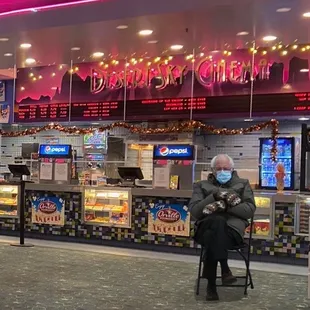 Bernie waiting for the movie to start.