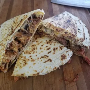 a burrito cut in half
