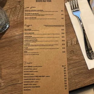 Soft Opening Menu